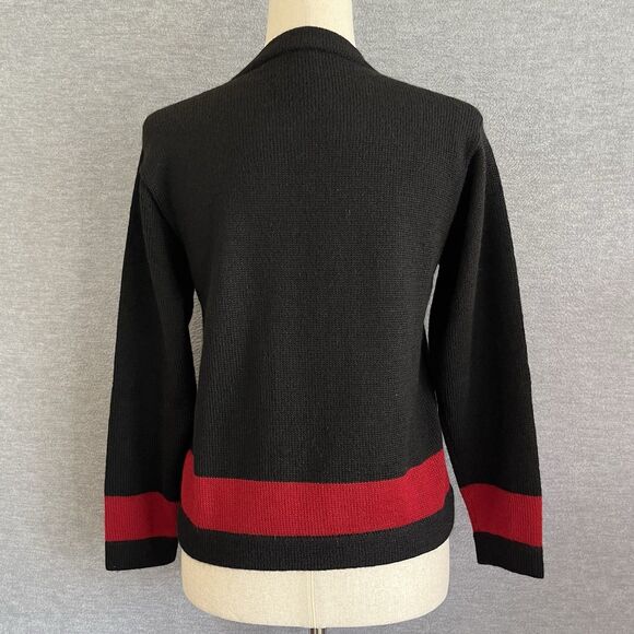 Bolivia Alpaca Wool Boho Open Cardigan Sweater Size S Black Red Artsy Embroidery - Picture 10 of 15